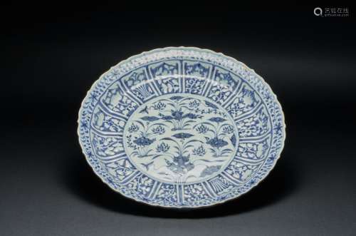 Blue and White Flower Market Qing Dynasty