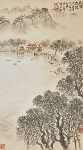 Chinese ink painting Qian Song's landscape painting