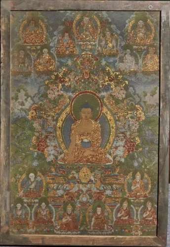 Wooden Embroidered Thangka in Qing Dynasty