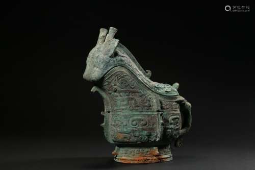 Bronze Beast Head Kettle from Han Dynasty