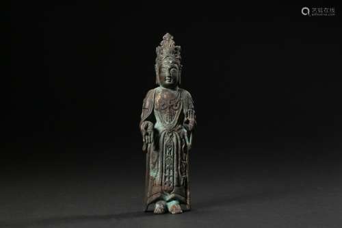 Bronze Statue of Guanyin Standing in Tang Dynasty