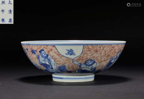 Large bowl of famille rose figures in Qing Dynasty