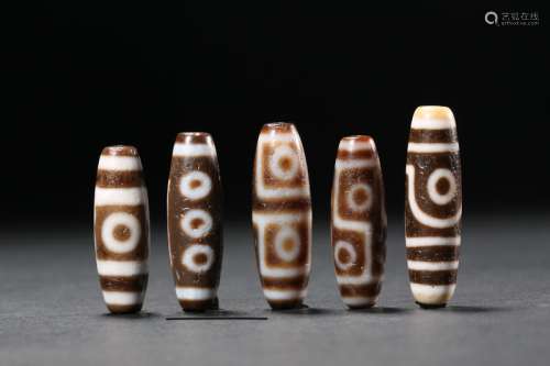 Two Three Four Five Six Eye Dzi Beads in Tang Dynasty