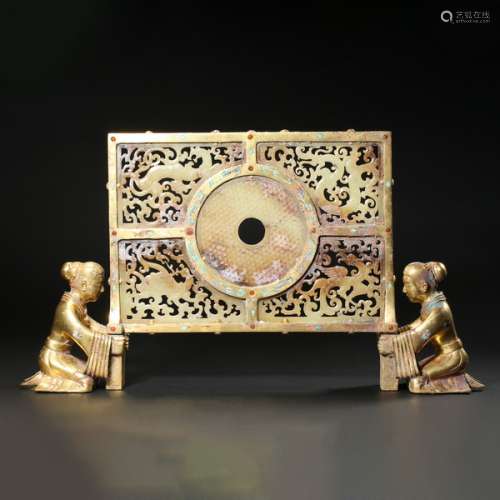 Hetian jade gilt figure screen Han dynasty