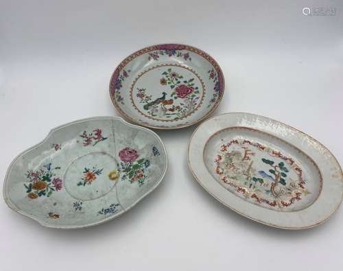 THREE FAMILLE ROSE DISHES QING DYNASTY, 18TH CENTURY one of ...