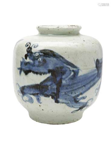 LARGE BLUE AND WHITE 'DRAGON' JAR  QING DYNASTY the ...