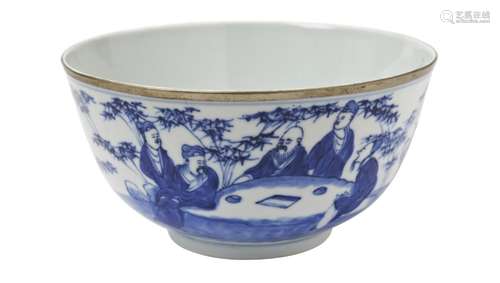 BLUE AND WHITE 'SCHOLARS' BOWL QING DYNASTY, 19TH CE...