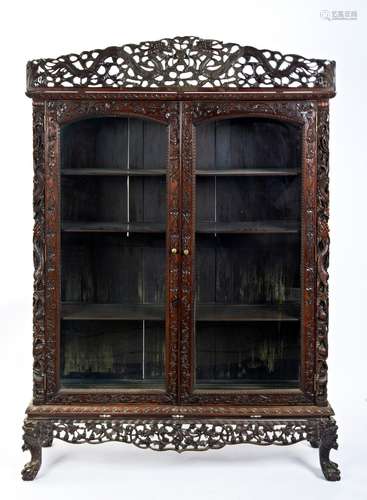 CARVED HONGMU DISPLAY CABINET QING DYNASTY, 19TH CENTURY the...