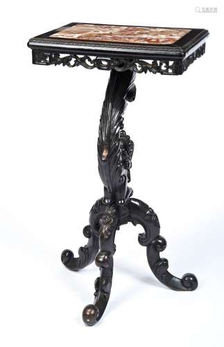 CARVED 'ZITAN' AND MARBLE INSET STAND  QING DYNASTY ...