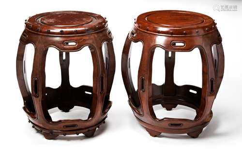 PAIR CHINESE HARDWOOD STOOLS LATE QING / REPUBLIC PERIOD of ...