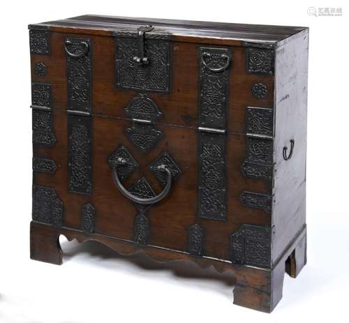 ELM AND METAL MOUNTED SWORD CHEST KOREA, 18TH / 19TH CENTURY...