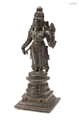 COPPER ALLOY FIGURE OF PARVATI INDIA, 19TH CENTURY 27cm high