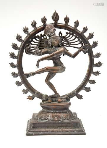 SOUTH INDIAN COPPER ALLOY FIGURE OF SHIVA NATARAJA 19TH CENT...