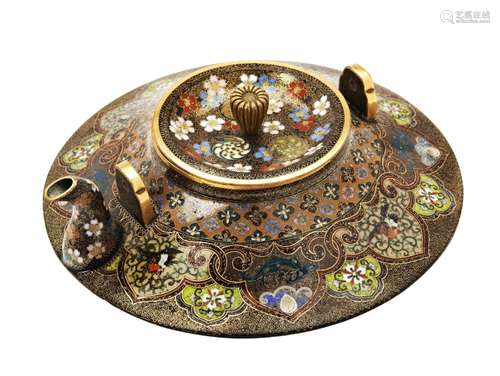 VERY FINE JAPANESE CLOISONNE TEA KETTLE MEIJI PERIOD of comp...