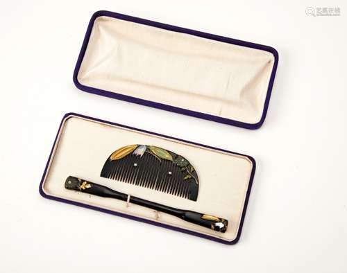 JAPANESE SHIBIYAMA COMB AND HAIR PIN SET MEIJI / TAISHO PERI...