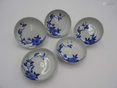 FIVE NABESHIMA BLUE AND WHITE DISHES 18TH/19TH CENTURY depic...