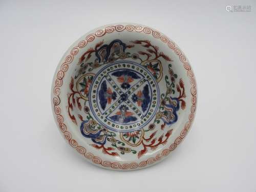 IMARI ENAMELLED BOWL 18TH CENTURY painted in underglaze blue...