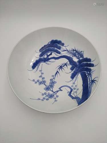 JAPANESE BLUE AND WHITE NABESHIMA LARGE DISH 18TH CENTURY pa...