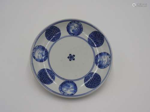 JAPANESE IMARI BLUE AND WHITE PLATE 17TH CENTURY painted in ...