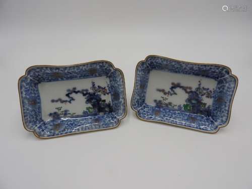 PAIR OF IMARI RECTANGULAR DISH  EDO PERIOD painted with a bl...