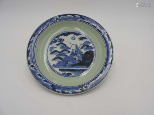 JAPANESE BLUE AND WHITE DISH  18TH / 19TH CENTURY painted wi...