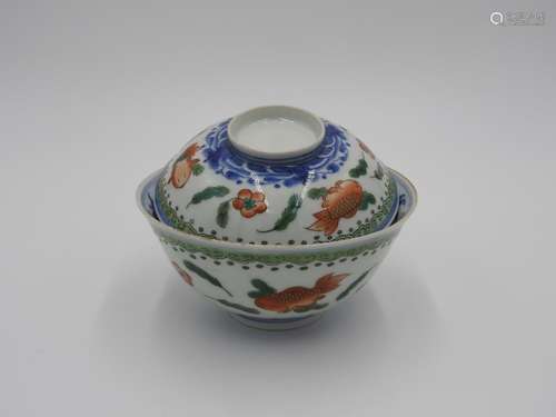 JAPANESE IMARI COVERED 'CHAWAN' LATE EDO PERIOD pain...