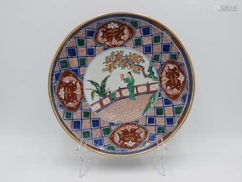 LARGE JAPANESE IMARI LIPPED DISH LATE EDO PERIOD painted in ...