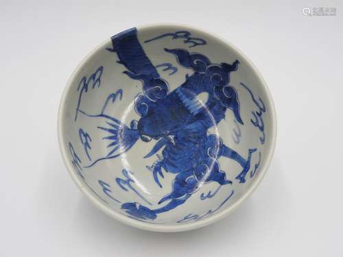 JAPANESE BLUE AND WHITE 'DRAGON' BOWL  EDO PERIOD, 1...