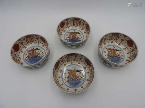 SET OF FOUR IMARI DEEP BOWLS  EDO PERIOD the deep rounded bo...