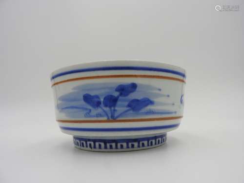 RARE BLUE AND WHITE BOWL  LATE EDO / MEIJI PERIOD painted in...