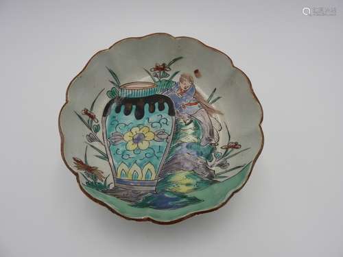 KO KUTANI ENAMEL BOWL  EDO PERIOD, 18TH/19TH CENTURY de...