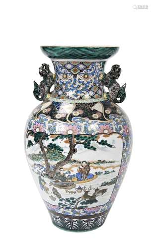 LARGE JAPANESE KUTANI VASE  LATE EDO / MEIJI PERIOD of balus...