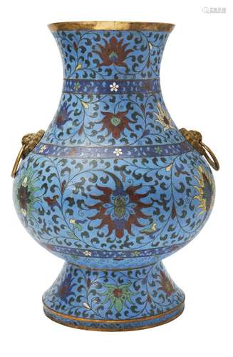 CLOISONNE BALUSTER 'LOTUS' VASE LATE QING DYNASTY th...