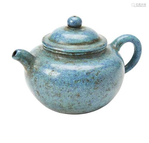 ROBINS EGG-GLAZED YIXING TEA POT QING OR LATER the baluster ...