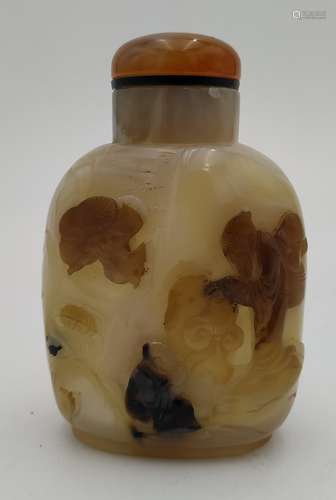 CARVED AGATE SNUFF BOTTLE QING DYNASTY, 19TH CENTURY finely ...