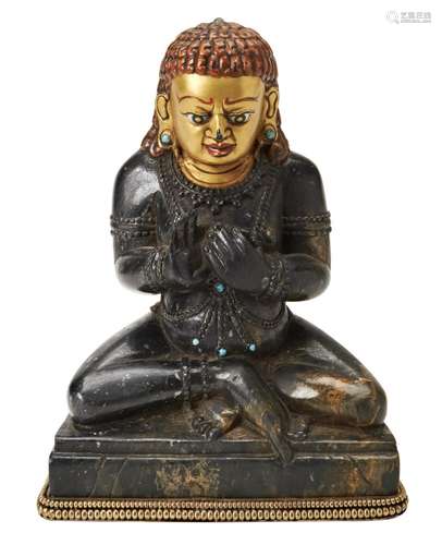 HARDSTONE FIGURE OF A SEATED BUDDHA SINO-TIBETAN, 20TH CENTU...