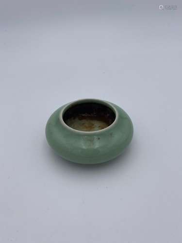 SMALL CELADON-GLAZE BRUSH WASHER QIANLONG SEAL MARK BUT LATE...