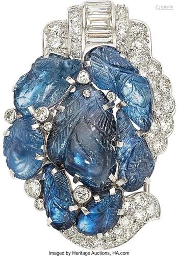 Art Deco Cartier, Sapphire, Diamond, Platinum Br