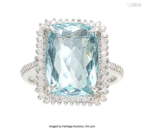 Paraiba-Type Tourmaline, Diamond, White Gold Rin