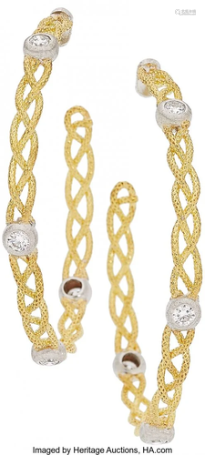 Buccellati Diamond, Gold Earrings Stones: Full-