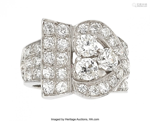 Art Deco Diamond, Platinum Ring Stones: Europea