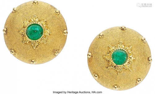 Buccellati Emerald, Gold Earrings Stones: Emera
