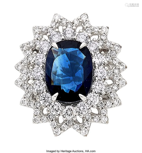 Sapphire, Diamond, White Gold Ring Stones: Ova