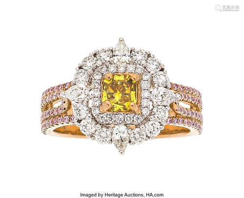 Colored Diamond, Diamond, Gold Ring Stones: Eme