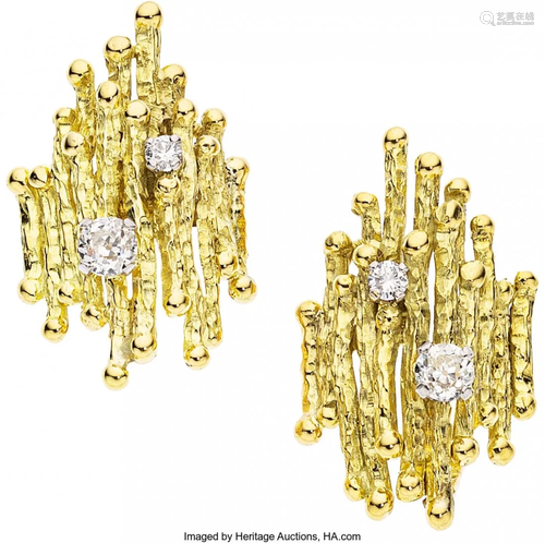 Grima Diamond, Gold Earrings, English Stones: E