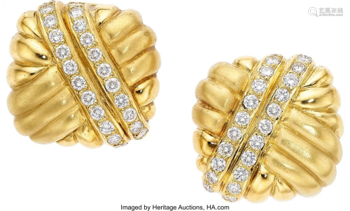 Diamond, Gold Earrings Stones: Full-cut diamond