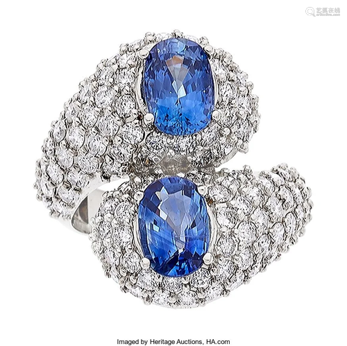 Ceylon Sapphire, Diamond, White Gold Ring Stone