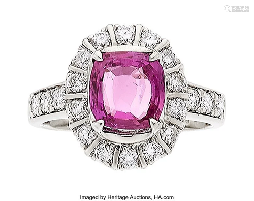 Purple-Pink Ceylon Sapphire, Diamond, Platinum R