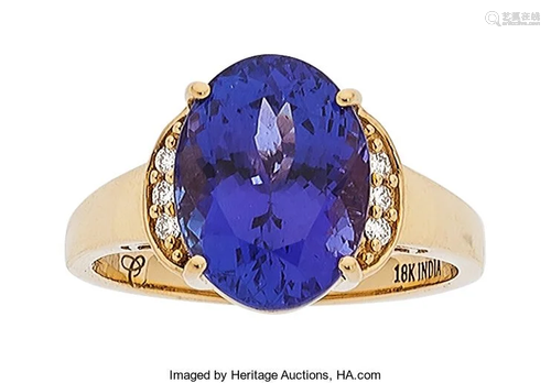 Tanzanite, Diamond, Gold Ring Stones: Oval-shap