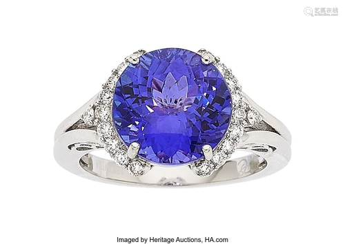 Tanzanite, Diamond, White Gold Ring Stones: Ova